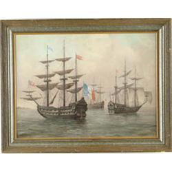 Lot #  805:  GEORGE MCCONNELL (American, 1852-1929) THE FRENCH FLEET.