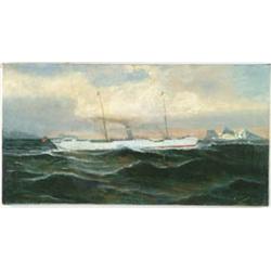Lot #  817:  SIGNED (American, Early 20th C) PORTRAIT OF THE STEAM YACHT “ROSE CRANE”.