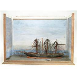 Lot #  825A.:  CASED WATERLINE SHIP MODEL.