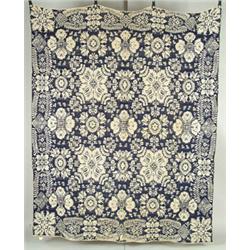 Lot #  837:  BLUE AND WHITE HOMESPUN SUMMER/WINTER COVERLET.