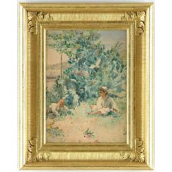 Lot #  840:  WILLIAM LOWRY (American, 19th Century) TWO FRIENDS.