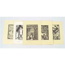 Lot #  845:  EARL M. WASHINGTON (American, 1862-1952) FIVE WOODBLOCK PRINTS.