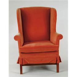 Lot #  851:  FINE CUSTOM CHIPPENDALE STYLE WING CHAIR.