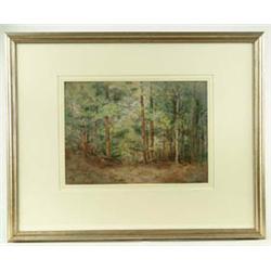 Lot #  852A.:  AGNES E. FOSTER (American, Early 20th C) FORESTED LANDSCAPE.