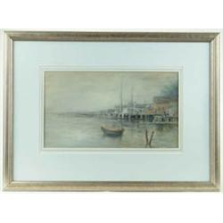 Lot #  852D.:  B. MAIE WEAVER (American, 1875-) GRAY DAY IN THE HARBOR.