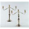 Image 1 : Lot #  855:  PAIR OF TWO PART ENGLISH SILVER PLATED CANDELABRAS.