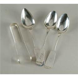 Lot #  857:  FOUR PIECES OF STERLING AND COIN FLATWARE.