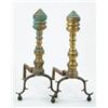 Image 1 : Lot #  859:  PAIR OF TALL BRASS ANDIRONS.