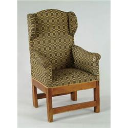 Lot #  863:  EARLY CANADIAN UPHOLSTERED WING CHAIR.
