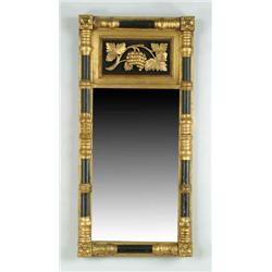 Lot #  873:  SPLIT COLUMN BLACK AND GOLD GRAPE DECORATED MIRROR.