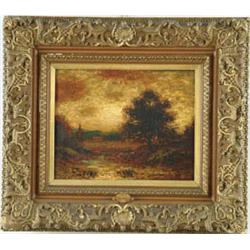 Lot #  877:  GEORGE HENRY BOGERT (American, 1864-1944) SUNSET LANDSCAPE.