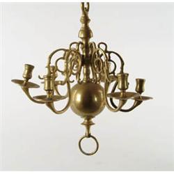 Lot #  879A.:  HANGING DUTCH STYLE BRASS CHANDELIER.