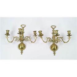 Lot #  880:  PAIR OF THREE BRANCH WALL CANDLE SCONCES.
