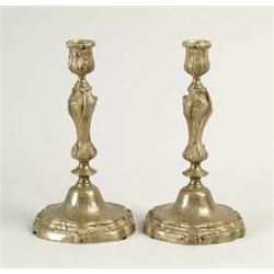 Lot #  880A.:  PAIR OF 19TH CENTURY FRENCH BRASS CANDLESTICKS.