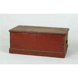 Lot #  885:  RED PAINTED STORAGE BOX.