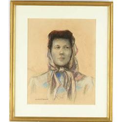 Lot #  888:  ROBERT HENRI (American, 1865-1929) PORTRAIT OF A WOMAN.