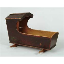 Lot #  892:  FINE EARLY PAINTED HOODED CRADLE.