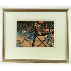 Lot #  908A.:  KUNISADA (Japanese, 19th C) KUBUKI SCENE.