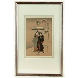 Lot #  908C.:  UNKNOWN (Japanese, 19th/20th C) BI JIN AND SNOW.
