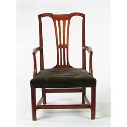 Lot #  913:  CHIPPENDALE MAHOGANY ARMCHAIR.