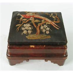 Lot #  914:  EMPIRE UPHOLSTERED MAHOGANY FOOT STOOL.