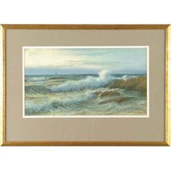 Lot #  915:  GEORGE HOWELL GAY (American, 1858-1931) “ROCKY COAST, SUNSET”.