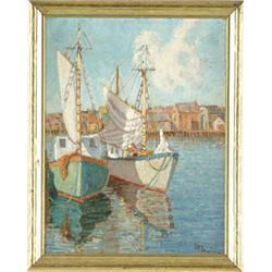 Lot #  916:  JENNETTE BOWMAN IRVING (American, 20th Century) GLOUCESTER HARBOR.