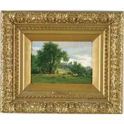 Lot #  925:  M. DONAT (European, 19th C) LANDSCAPE WITH FIGURES.