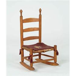 Lot #  932:  EARLY CHILD’S LADDERBACK ROCKER.