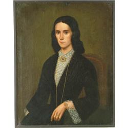 Lot #  939:  SIGNED (European, 19th C) PORTRAIT OF A WOMAN.