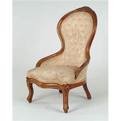 Lot #  952:  VICTORIAN WALNUT UPHOLSTERED LADIES CHAIR.