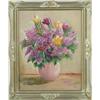 Image 1 : Lot #  980:  E. B. BARTLETT (American, 20th C) STILL LIFE OF LILACS AND TULIPS.