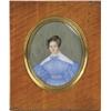 Image 1 : Lot #  997:  OUTSTANDING FRENCH OVAL MINIATURE ON IVORY OF WOMAN IN BLUE DRESS.