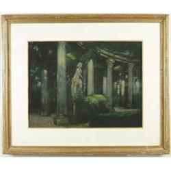 Lot #  1005:  JULIUS ROLSHAVEN (American, 1858-1930) “VIEW OF THE ARCADE IN THE BOBILI GARDENS FLORE