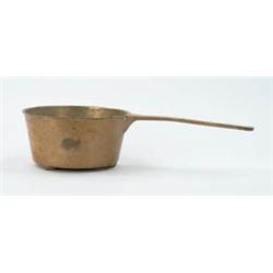 Lot #  1008:  HEAVY BRASS LONG HANDLED POT.