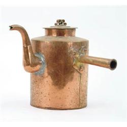 Lot #  1010:  SIDE HANDLED COPPER TEAPOT.