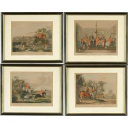 Lot #  1016:  AFTER FRANCIS CALCRAF TURNER (British, 1782-1846) SIX BACHELOR’S HALL HUNTING PRINTS.