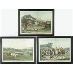 Lot #  1017:  J. W. MOORE (Publisher, British, 19th Century) THREE FRAMED FOX HUNTING PRINTS.