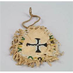 Lot #  1029:  SMALL INDIAN BEADWORK POUCH.