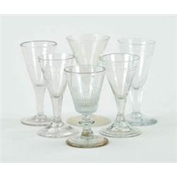 Lot #  1041:  LOT OF SIX EARLY HAND BLOWN WINES.