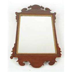 Lot #  1042:  SMALL MAHOGANY CHIPPENDALE MIRROR.