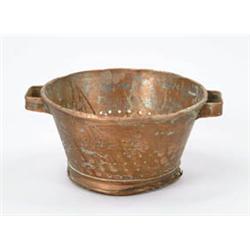 Lot #  1048:  TWO HANDLED COPPER COLANDER.