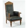 Image 1 : Lot #  1057:  VICTORIAN UPHOLSTERED ARMCHAIR.