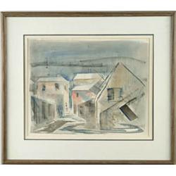 Lot #  1060:  BIRDSEY (20th C) STREET SCENE.