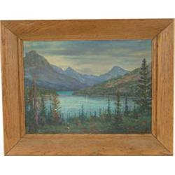 Lot #  1071:  SIDNEY LEE COURTNEY (American, 1905-1980) “STORM ON TWO MEDICINE, GLACIER NATIONAL PAR