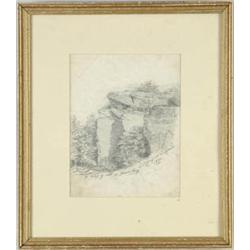 Lot #  1073:  ATTRIBUTED TO GAINES RUGER DONOHO (American, 1857-1916) “A LEDGE OF ROCK AT HARPER’S F