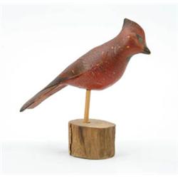 Lot #  1074:  CARVED AND PAINTED WOOD CARDINAL.