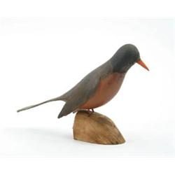 Lot #  1077:  CARVED AND PAINTED ROBIN.