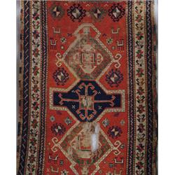 Lot #  1081:  THREE CAUCASIAN ORIENTAL RUGS.