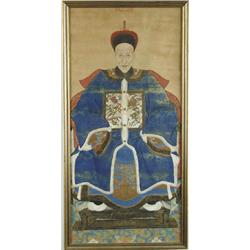 Lot #  1092:  UNSIGNED (Chinese, 19th Century) ANCESTRAL PORTRAIT OF A MAN.